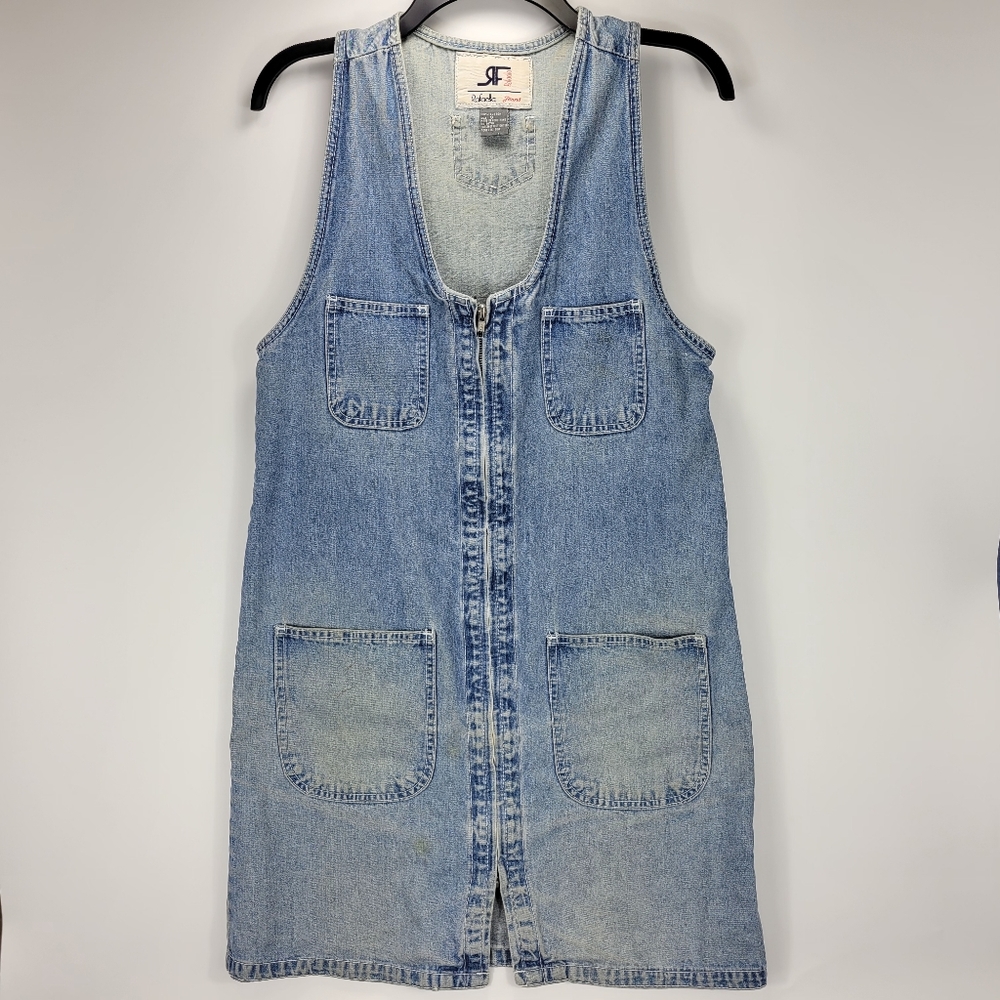 Rafaella Jeans Vintage Denim Mini Dress Womens Small S Work Farmgirl Prairie